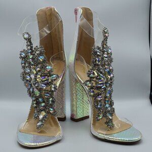 Viga Fiore Women Multicolor and Clear Jewel Croco Heels